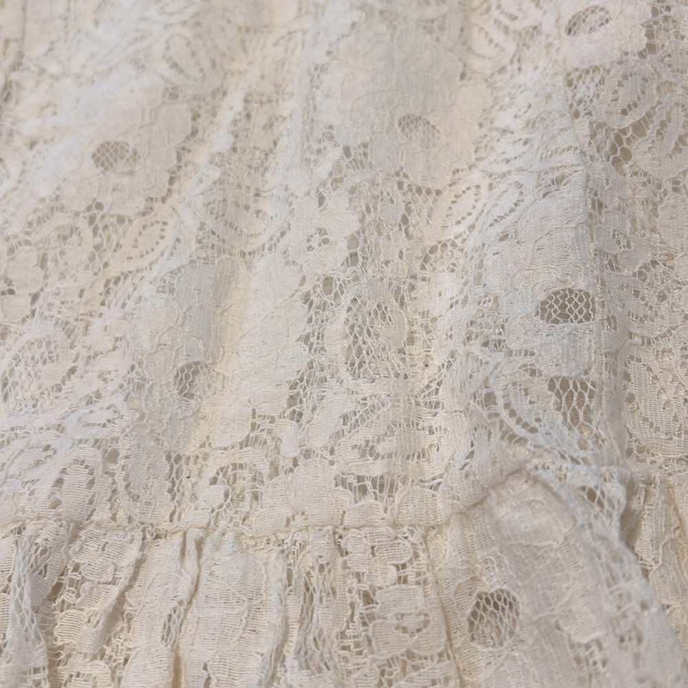 Mustard Seed Cream Lace Peplum Blouse Size Large Excellent Condition - Picture 5 of 6